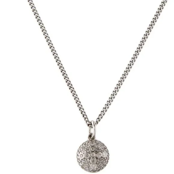 SHERYL LOWE STERLING SILVER 0.49 CTW DIAMOND CROSS DOME PENDANT NECKLACE